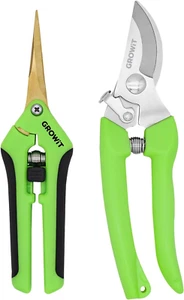 7" Pruning Shears & Gardening Scissors Set, Titanium Coated Sharp Garden Clipper - Picture 1 of 12