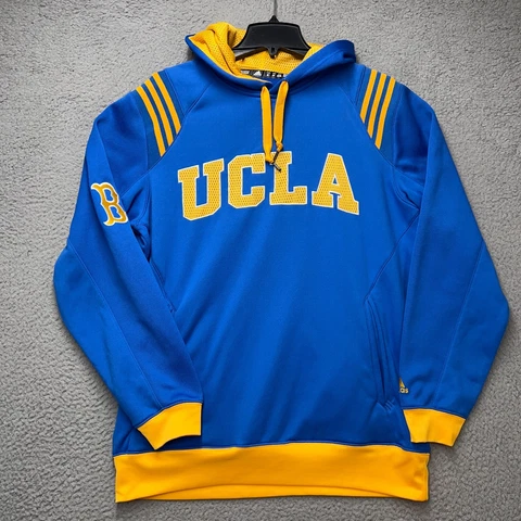 UCLA Bruins Hoodie Sweatshirt Mens Medium Blue Yellow Adidas Long Sleeve NCAA Cover