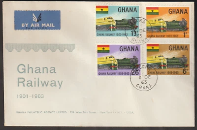 (CWF24)MALAYSIA GHANA 1965 GHANA RAILWAY TRAIN FDC - Image 1 of 2