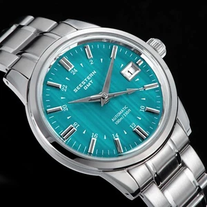 SEESTERN GMT, NH34, Green, Domed Sapphire Crystal, Bracelet and Leather, BNIB - Picture 1 of 15