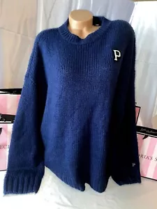 Maglione Victorias Secret ROSA logo "P" medio super morbido blu - Foto 1 di 1