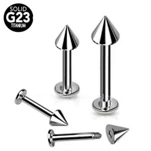 2pcs. G23 Solid Titanium Cone Spike Top Labret stud 16G 14G 1/4" to 5/8" - Picture 1 of 3
