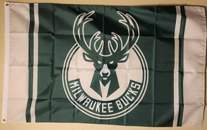 Milwaukee Bucks NBA Basketball Flag Double Sided Printing 3x5 Feet W/ Grommets - Picture 1 of 3