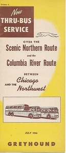 Bus Timetable - Greyhound - Northern Columbia River Route Chicago Northwest 1956 - Bild 1 von 1