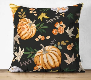 Halloween Pumpkin Black Pillow Cover Indoor & Outdoor 17" by 17" - Picture 1 of 1