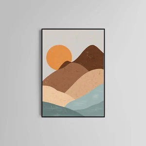 Abstract Poster print Sunset Mountains Home decor poster Wall Art Modern Print - Picture 1 of 6