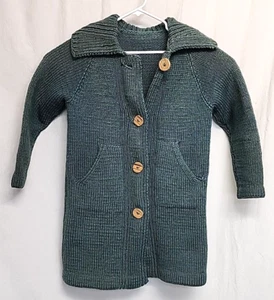 Vintage Handmade Knit Long Cardigan Sweater with Pockets Button Closure Sm-Med - Picture 1 of 13