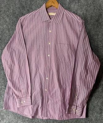 Camisa ajustada a rayas blancas moradas malva Michael Kors para hombre talla 16 1/2 34/35 Foto 1 de 4