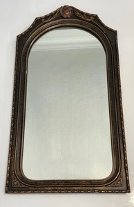 Antique French Victorian - Gilded Gesso Framed Mirror - 28"×15" - ORIGINAL LABEL - Picture 1 of 15