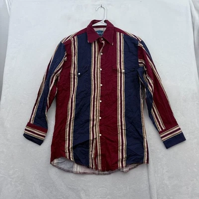 Camisa De Colección Wrangler Brushpopper Hombres S Rayas Perla Snap Vaquero Occidental Foto 1 de 4