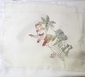 Aloha Hawaii Souvenir silk screened hankie 1940s era appears unused but vintage - Picture 1 of 3
