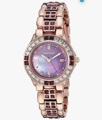 Armitron Women's 75/3689VMRG Amethyst Colored Genuine Crystal Accented Rose Gold - image 1 of 3
