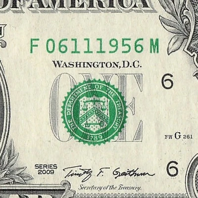 JUNE 11 1956 Birthday Fancy Serial Number Date Note One Dollar Bill 06 11 1956 - Image 1 of 4