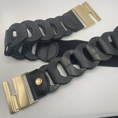 Cinturón Vince Camuto Talla Mujer M/L Negro Elástico Elastizado A Presión Espalda Imitación Cuero L Foto 1 de 4