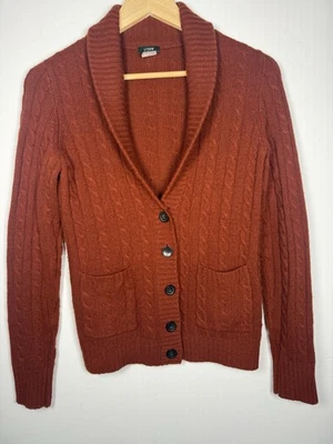 J.Crew Shawl Cardigan Mens XS Cable Knit Wool Cashmere Blend Y2K Vintage Red - Image 1 of 4
