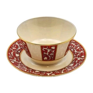 Lenox Firesong Gravy Boat with Attached Underplate 5 1/8" Made in USA Vintage - Picture 1 of 13