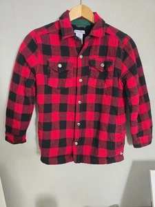 Tommy Bahama Flannel Shirt Jacket Quilted Lined Button Up Red Black L (10/12) - Picture 1 of 6