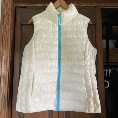 Exertek Puffer Vest Size Large Duck Down Full Zip Outdoor White - Image 1 of 4