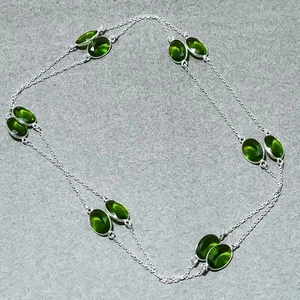 Faceted Peridot Oval Shape Gemstone Handmade Wedding Gift Jewelry Necklace 36" - Picture 1 of 9
