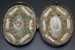 alte Reliquienkapsel Vera Icon u.Herz Jesu 18.Jahrhunndert 12 Reliquien - Picture 1 of 6