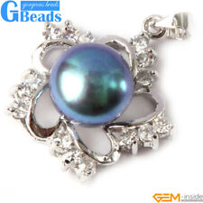 Fashion Jewelry Gold Plated Frame With Rhinestone Crystal Pearl Pendant 10-11mm
