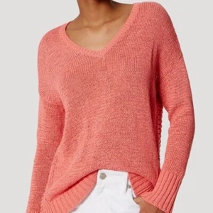 Ann Taylor LOFT Drop Shoulder Ribbed Pullover Sweater in Coral Size XS - Picture 1 of 8