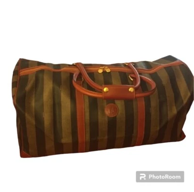 EUC Fendi Pequin Pecan Striped Boston Travel Bag - Image 1 of 4