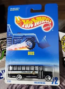 👓Hot Wheels 1992 #72🚨Bus de policía negro⭐Barras de ruedas cromadas de 5 puntos en ventanas - Imagen 1 de 7