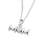925 Sterling Silver CZ Mum infinity Design Pendant Necklace + 16 18 20" Chain
