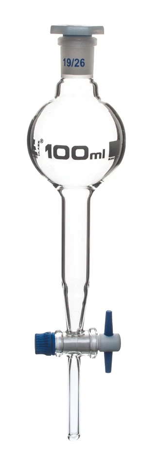 Eisco 100ml Gilson Separatory Funnel, PTFE Key Stopcock, 19/26 Cone Size - Image 1 of 1
