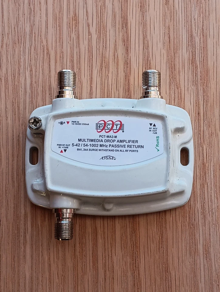 PCT-MA2-M 15dB Gain Multimedia Drop Amplifier RF Signal Booster DSM  - Image 1 of 4