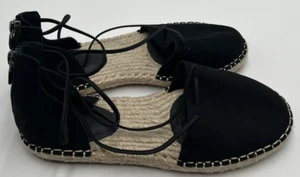 Eileen Fisher Women's Size 6 Lace Up Black/Beige Suede Espadrille Sandels - Picture 1 of 7