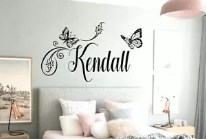 BUTTERFLY Wall Decal Sticker Personalized NAME Vinyl Girl's Bedroom Decor - Picture 1 of 1