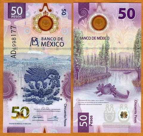 Mexico, 50 Pesos, 2021, POLYMER, P-New UNC Completely redesigned new series Cover