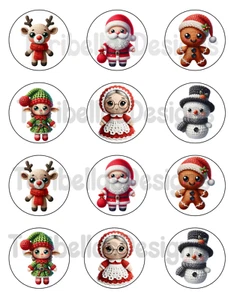 Linda imagen comestible de ganchillo de Navidad precortada galletas Cupcake Toppers oblea premium - Imagen 1 de 2