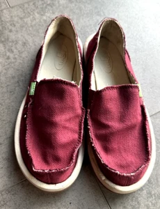 sanuk W US 6 Purple Maroon UK 4 Casual EU 37 Leisure hemp style frayed edge - Picture 1 of 21