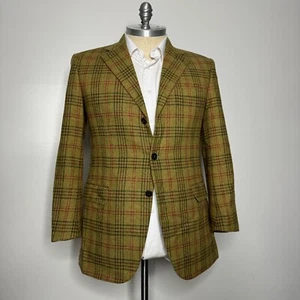 Belvest Bergdorf Goodman Men's 42R (52 it) Mustard Brown Wool Blazer Tweed - Picture 1 of 11