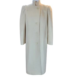 Vtg 80s PAVILLION Womens Ivory Wool Trench Coat Sz Sm Old Money, Quite Luxery  - Picture 1 of 21