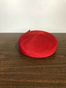 vintage Chapeaux Women's Red Formalwear Pillbox Fascinator Hat - 7" Diameter - Picture 1 of 9
