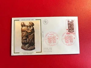 FRANCE FRANCAISE 1980 FDC SILK RED CROSS GRAPES FROM THE PROMISED LAND - Picture 1 of 1