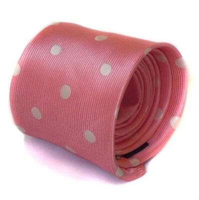 Frederick Thomas Designer Mens Tie - Dusky / Dusty Rose Pink - Polka Dot Wedding - Image 1 of 3