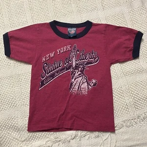 Vintage Statue Of Liberty Tee Shirt Kids 2/4 New York Ringer Tee Colorblock  - Picture 1 of 3