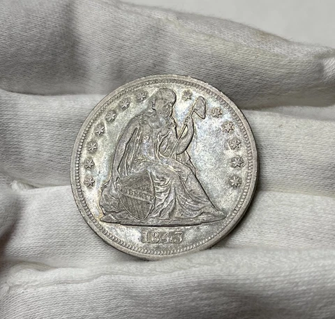 1843 Seated Liberty Silver Dollar - Nice AU+ -Choice Eye Appeal! Tough Type Coin Cover