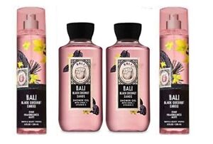 Bath & Body Work Bali Black Coconut Sands Fragrance Mist & Shower Gel 4 Pc Set