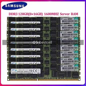 Samsung 128GB(8×16GB) 2Rx4 PC3-12800R DDR3 1600 MHz REGISTERED RDIMM Memory RAM - Picture 1 of 5