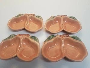 Vintage Belmar of California Double Pear Dish #320-USA Peach Color - Set Of 4 - Picture 1 of 4