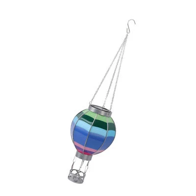 Hanging Solar Lantern for Garden Yard Patio Outside Striped Blue Balloon EX - Image 1 of 4