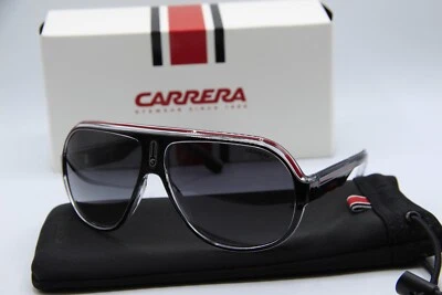 NUEVAS GAFAS DE SOL CARRERA SPEEDWAY/N T4O9O NEGRAS ROJAS TRANSPARENTES AUTÉNTICAS CON ESTUCHE 63-12 Foto 1 de 4