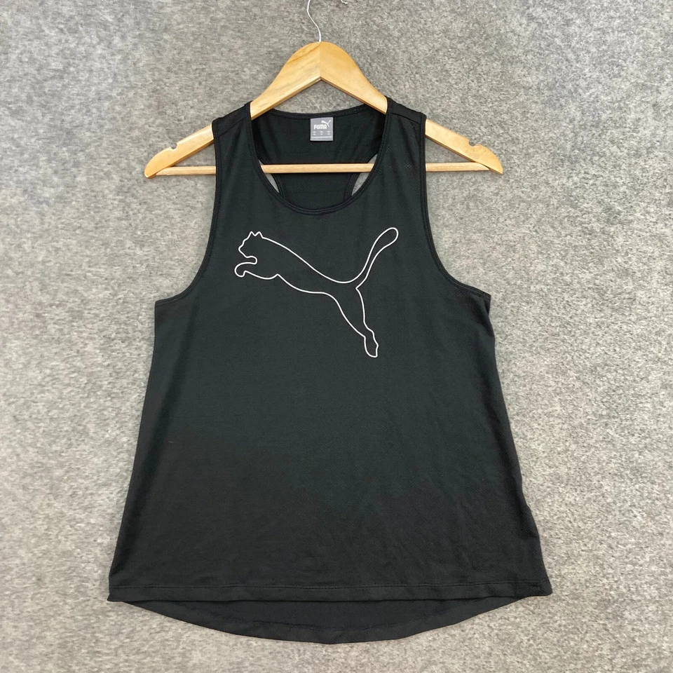 Camiseta sin mangas Puma para mujer XS negra sin mangas cuello redondo gimnasio correr 7606 Foto 1 de 4