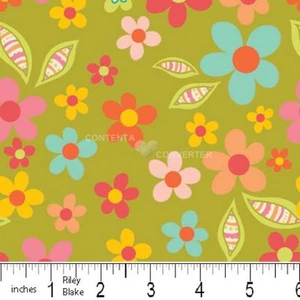 Sweet Nothings Green Sweet Floral by Zoe Pearn for Riley Blake, 1/2 yard fabric - Picture 1 of 2